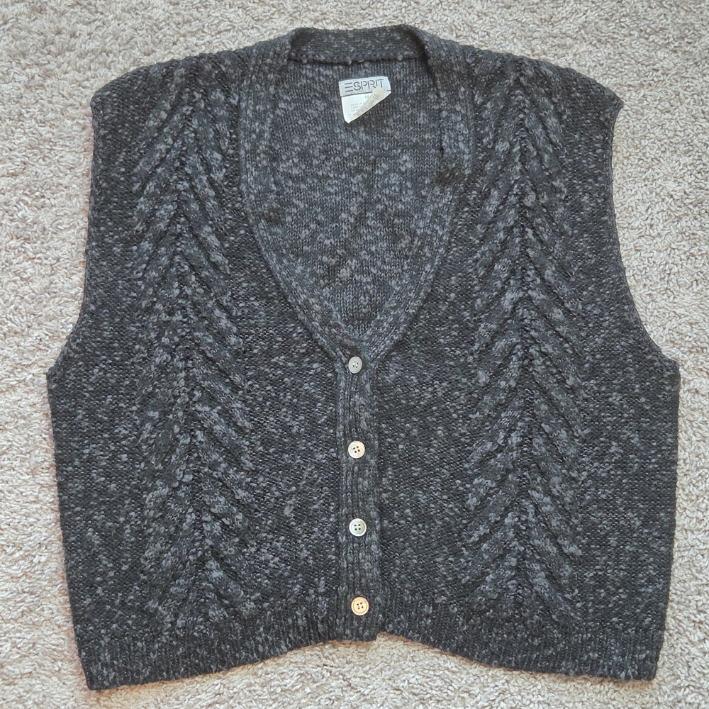 true VTG  Espirit Womens Cropped Chunky Knit Vest Oversized Size M